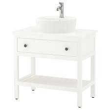 Hemnes Tornviken Open Sink Cabinet With 17 Sink White Voxnan Faucet 32 1 4x18 7 8x35 3 8 Ikea In 2020 Basin White Sink Cabinet Hemnes
