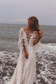 Beach Wedding Dress 2019 Shiny Stars A Line Boho Backless Summer Bride In 2022 Bohemian Wedding Gown Boho Wedding Dress Backless Wedding