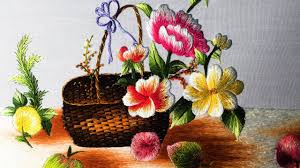 Скачать стоковые фото fruit basket. Hand Embroidery Art Embroidery A Basket Of Flowers And Fruits Youtube