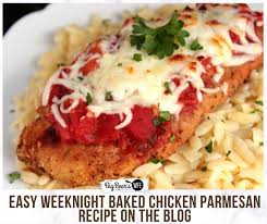 My chicken parmesan recipe is baked in the oven and not fried, which means it uses less oil than a classic chicken parmesan. Easy Weeknight Baked Chicken Parmesan Big Bear S Wife