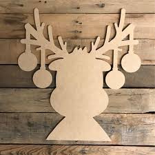 Reindeer With Ornaments Unfinished Christmas Shape Diy Wood Craft Build A Cross Com Wood Crafts Diy Christmas Crafts Wood Crafts