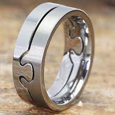 Tungsten Puzzle Ring Two Tone Ring Interlocking Ring Band Etsy Promise Rings For Guys Mens Rings Fashion Puzzle Ring