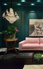 11 Painted Ceilings That Make White Look So Boring Dark Green Living Room Dark Green Rooms Pink Living Room