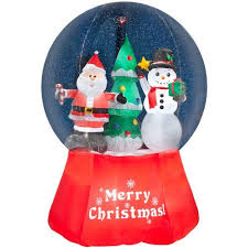 Gemmy Inflatable Airblown Snow Globe With Santa And Snowman Outdoor Christmas Decorat Inflatable Christmas Decorations Christmas Snow Globes Holiday Snow Globe