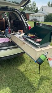 New suv kitchen set up 😍😍 mountain man breakfast for the first meal  🍳🥞☕️ #campingmeals #suvcamping #cooking #camping