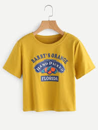 Design your own personalised look. Letter Print T Shirtfor Women Romwe Shirts Orange T Shirts Print T Shirt