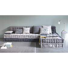 6 Seater Cotton Modular Corner Day Bed In Grey Iroise Maisons Du Monde Floor Seating Living Room Furniture Sofa Design