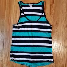 Black And White Striped Tank Top Dress Banana Republic Teal Blue Black White Striped Tank Top Womens Size Small Fashion Clothing Shoes Accessories Womenscl Striped Tank Top Tank Tops Women Tops