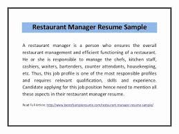 Kitchen Manager Job Description Resume New Restaurant Manager Resume Sample Pdf Job Description Manager Resume Resume
