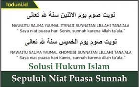 Sepuluh Niat Puasa Sunnah Puasa Laduni Id