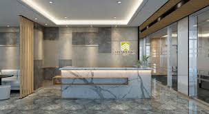 Medan barat, bertema scandinavian open space, dengan luas area 611 m2 total area pekerjaan perencanaan dan pelaksanaan selesai di 2018. Office Lobby Interior Design