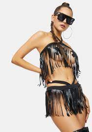 Festival Fringe Top & Panties Set - Black – Dolls Kill