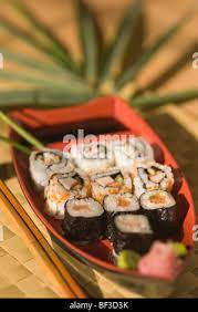 Sushi And Chopsticks Various Sushis Stock Photo Alamy