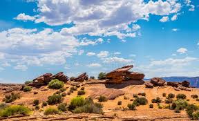 After gaining permission to photograph at a local limestone quarry after hours, i came upon a huge screenings pile (a small mountain really). Desert Landscape Of The Southwest Of The Usa Red Weathered Stones And Blue Sky Stock Photo Image Of National Moab 109314078