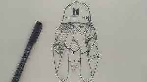How To Draw A Girl With Bts Cap Easy Step By Step Youtube This one took a bit of work and i tried not to erase but reference drawing is not the easiest, especially if you arent good at. how to draw a girl with bts cap easy step by step