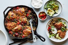 These easy chicken thigh recipes will liven up your dinner table. Skillet Chicken With Black Beans Rice And Chiles Recipe Nyt Cooking