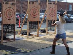 Hurling sharp objects through the air should be done. Hard Axes Mobile Axe Throwing Lanes News