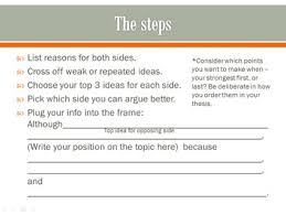 .take note that both writers take a clear stance on the subjects. Persuasive Thesis Statement Example