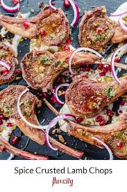 Crusty Aussie Lamb Chops With Pomegranate Yogurt Sauce Flavcity Recipe Lamb Chops Lamb Chop Recipes Recipes