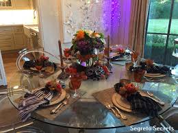 Tuparka 85 pcs halloween decorations set,lace spider web table runner,spiderweb round lace table cover,fireplace mantel scarf,3d bats stickers and halloween paper straws for halloween party supplies. A Halloween Dinner Party Spooky Segreto Finishes