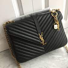 Glambarbie Ysl Saint Laurent Slp College Chain Flap Bag Black Large Size Bags Ysl Bag Luxe Handbags