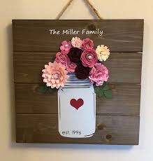 Excited To Share This Item From My Etsy Shop Custom Family Name Sign With Paper Flowers Ready To Hang House Personalized Mason Jars Mason Jar Crafts Crafts