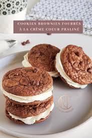 Cookies Brownies Fourres A La Creme Vanille Coeur Praline Gateaux Et Desserts Cookies Recette Dessert Simple Et Rapide