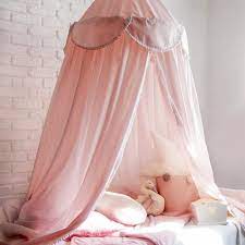 شبكة ناموسية مع بوم بوم لسرير الأطفال ، شبكة مظلة لسرير الأطفال ، ستائر  Baldachin ، ديكور غرفة البنات ، مظلة للأطفال - AliExpress Home & Garden