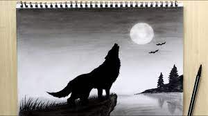 Feel free to make it especially large for an impactful illustration. Howling Wolf Drawing Black And White How To Draw Wolf Howling At The Moon Drawing Night Scenery Youtube