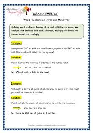 Lesson plans & worksheets for grades 3 to 5. Grade 3 Maths Worksheets 13 6 Measurement Of Capacity Word Problems On Litres And Millilitres Lets Share Knowledge