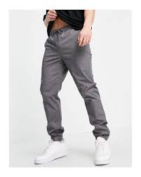 We're pretty social… follow us on twitter, instagram and tiktok River Island Pull On Cuffed Chino Trousers In Grey Grey For Men Lyst