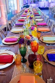 Colorful Glasses Wedding Table Settings Colorful Table Wedding Table Flowers