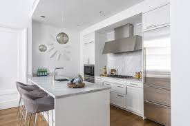 grey kitchen cabinets with white