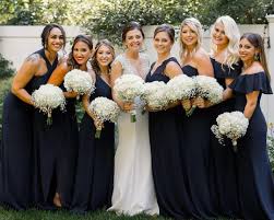 The Dessy Group On Instagram Beautiful Dresses And Gorgeous Bouquets Dessy Mix And Match Styles In Midnight Beautiful Dresses Bridesmaid Dresses Bridesmaid