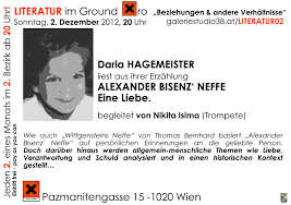In der nacht starb der künstler mit den vielen talenten an einer schweren erkrankung. Daria Hagemeister Liest Aus Ihrer Erzahlung Alexander Bisenz Neffe Eine Liebe Businesscluster At