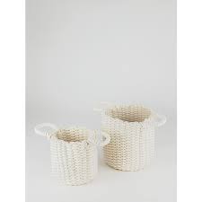 There are 3012 knitted storage basket for sale on etsy. White Chunky Knit Rope Woven Storage Baskets 2 Pack Home George At Asda
