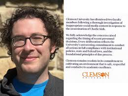 Faculty Fallout: Clemson University has suspended assistant professor  Joshua Bregy following social media posts about the assassination of  Charlie Kirk