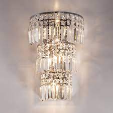 Build.com has been visited by 100k+ users in the past month Luxurious Style 3 Tier Wall Light Three Lights Clear Crystal Wall Lamp In Chrome For Stair Corridor Beautifulhalo Com