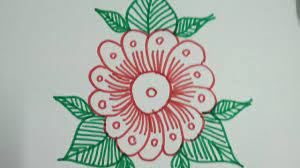 Simple Single Flower Leaf Rangoli How To Draw Flower Rangoli Easy Flower Rose Rangoli Youtube