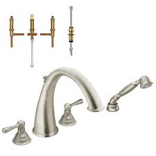 We did not find results for: Product Moen Kingsley 2 Handle Deck Mount High Arc Roman Tub Faucet With Handshower In Brushed Nickel Valve Included
