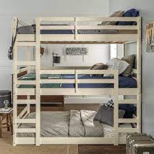 Manor Park Solid Wood Triple Bunk Bed Twin Over Twin White Walmart Com Triple Bunk Bed Childrens Bedroom Furniture Sets Diy Bunk Bed