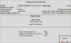 Some of these are listed as follows: Printing Cash Deposit Slip Report
