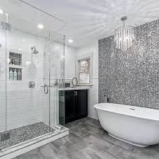 The master bath features a wetstyle tub with a gray open shelving attachment that serves as a. 26 Grey Bathroom Ideas That Will Leave You Stunned