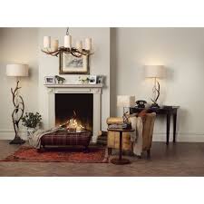 The base has a burnished bone ivory finish. Antler Naturalistic Stag Antler Table Lamp With Natural Weave Shade