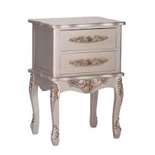 Give your bedroom a stylish makeover! French Silver 2 Drawer Bedside Table Furniture La Maison Chic Luxury Interiors