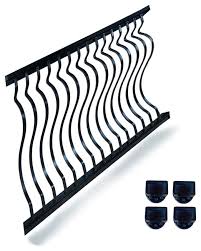 Check out allwealthinfo.com to find black aluminum railing in your area! 6 X36 Hammered Black Aluminum Stair Railing Kit Curved Balusters Transitional Home Fencing And Gates By Madden Industries Houzz