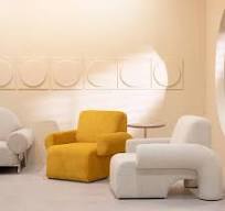 AOMISI rumah desain Modern kain oranye kursi santai ruang tamu sederhana  mebel kursi Sofa aksen santai