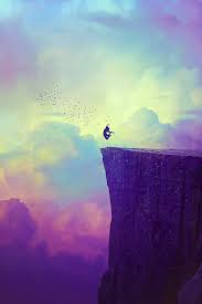 Silhouette Of Girl Jumping Off A Cliff Color Art Colorful Art Fantasy Art Art