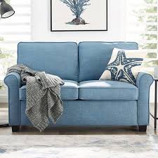 Mainstays Traditional Loveseat Sleeper With Memory Foam Mattress Light Blue Walmart Com Loveseat Sleeper Love Seat Traditional Loveseat