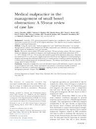 Pdf Medical Malpractice In The Management Of Small Bowel